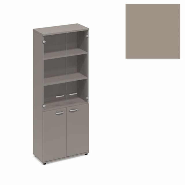 Шкаф стеклянные дверцы стенка ДСП Юнитекс А4 (78x43.4x193) А4 9390 МП мокко премиум