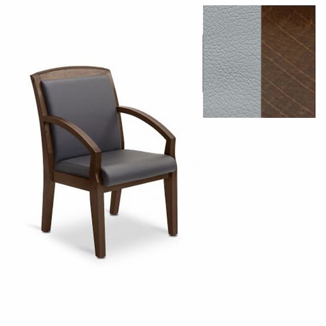 Кресло Юнитекс Граф для посетителя экокожа премиум светло-серая CN1132/дерево-орех