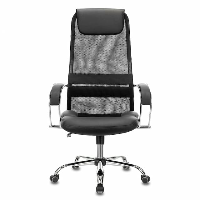 Кресло руководителя Бюрократ CH-608SL черный TW-01 TW-11 эко.кожа/сетка с подголов. крестов. металл хром