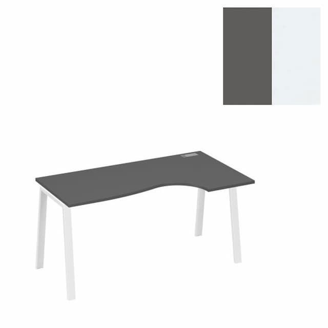 Стол эргономичный правый Юнитекс А4 "Классика" на металлокаркасе TRE А4 Б3 046 АР (160x90x75) антрацит премиум/металлокаркас белый