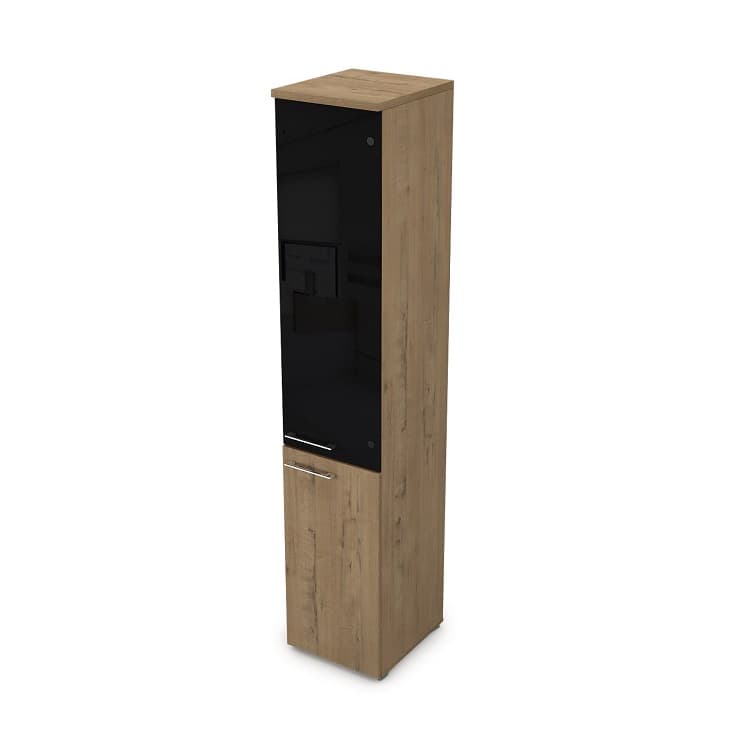 Шкаф пенал АЛСАВ Gloss line 9НП.005.22П teakwood/металл глянец