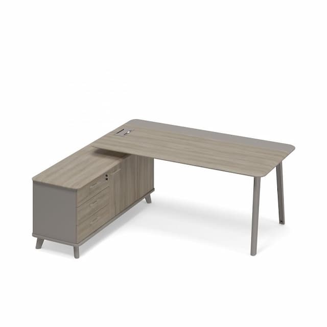 Стол комбинированный левый с тумбой (тип 1) Юнитекс ТМ М1 101 МП ВЛ/МП ВЛ мокко премиум (корпус) / вяз либерти (столешница, топ, фасад)