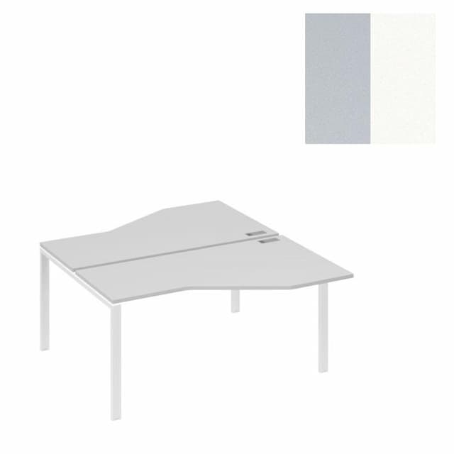 Рабочая станция Юнитекс А4 со столами (2х160) Техно на каркасе UNO А4 Б1 188 СЕ (160x184x75) серый/металлокаркас белый
